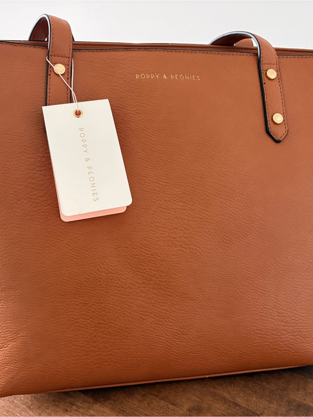 Poppy & Peonies Go-Getter Tote in Cognac - Picture 2 of 8